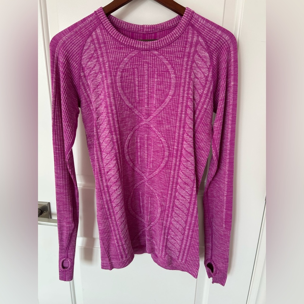 EUC Lululemon Rest Less Pullover Heathered Ultraviolet Purple Long Sleeve Sz 10 - Picture 11 of 13
